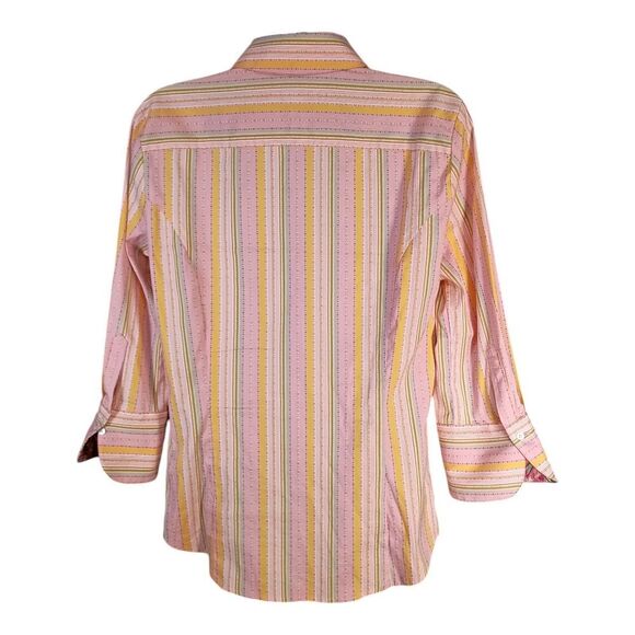 Robert Graham Shirt Button Up Embroidered 3/4 Sleeve Flip Cuff Women's Small - Picture 3 of 5